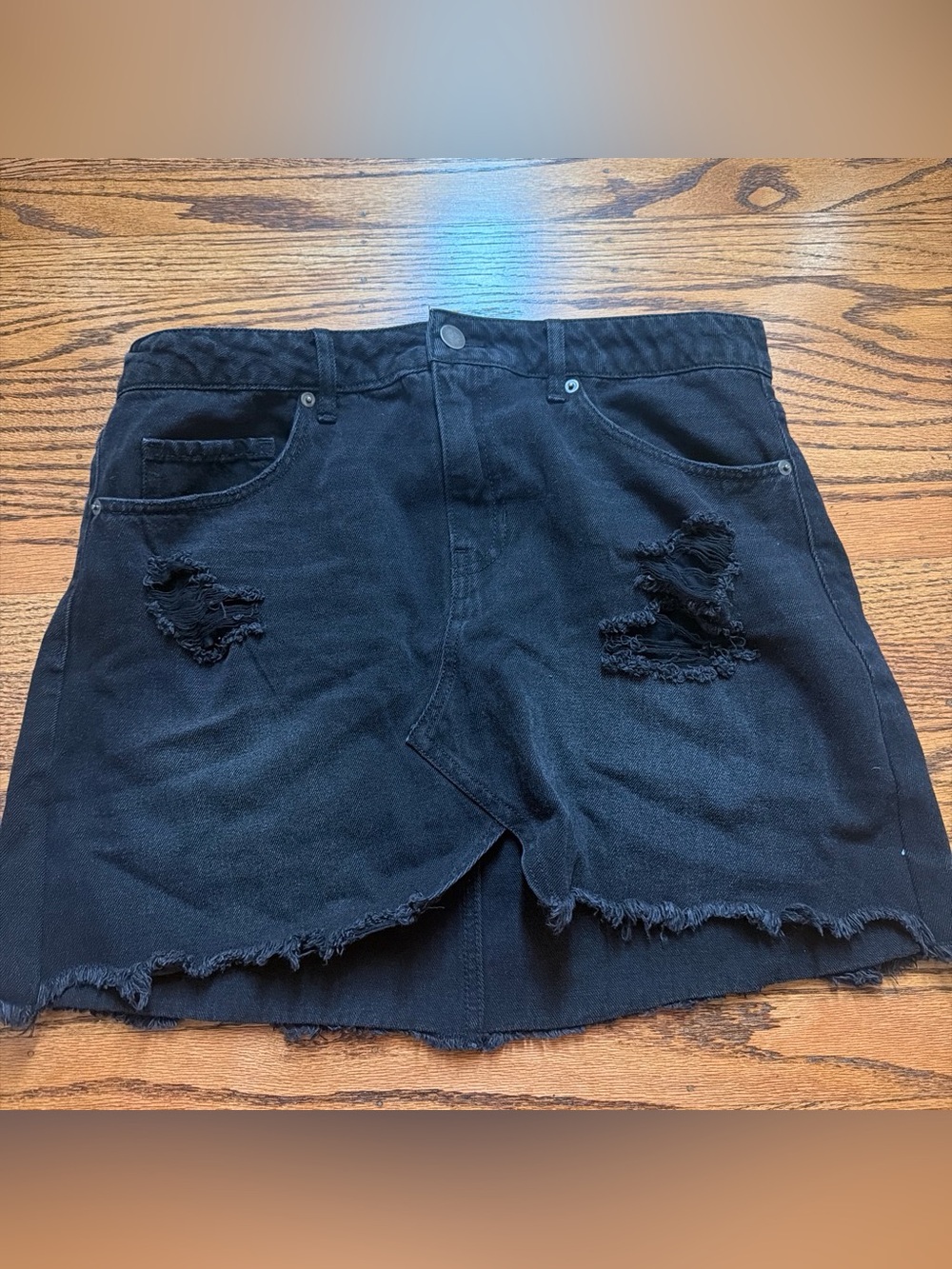 Chelsea & Violet Black Frayed High-Rise Denim Shorts